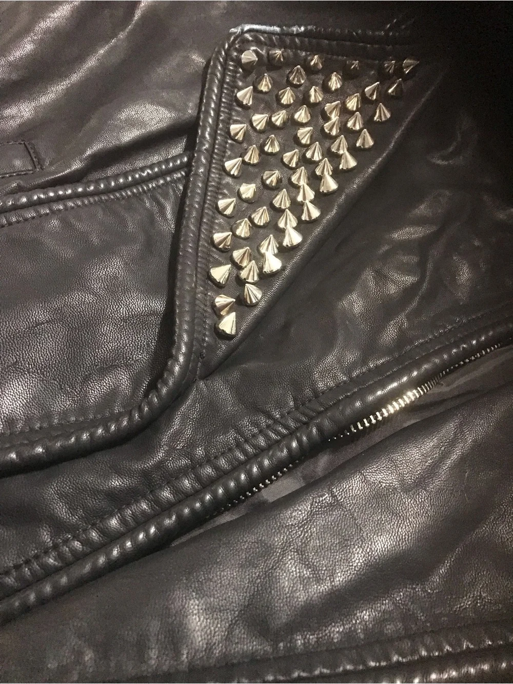 Women's Black Studded Leather Moto Jacket